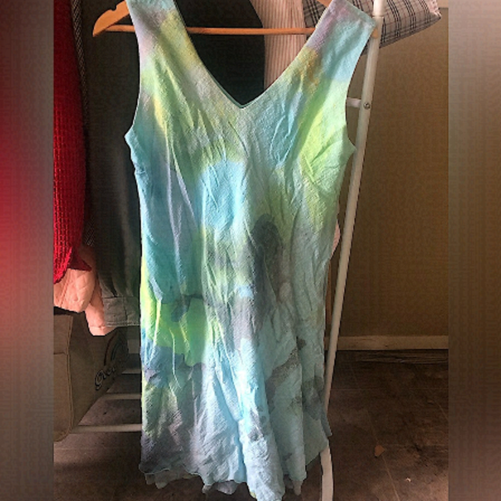 CLAIRE DESJARDINS lined boho multi colour dress